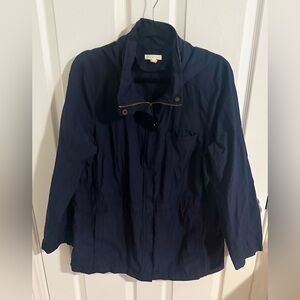 Women’s Eileen Fisher Nylon Blend Jacket Navy Hooded Zipper Jacket Performance L